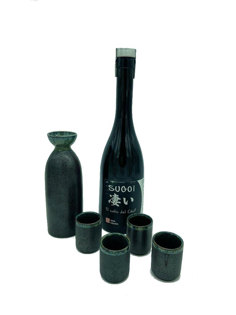 Juego Sake Vajilla Pack Negra con Sake Sugoi